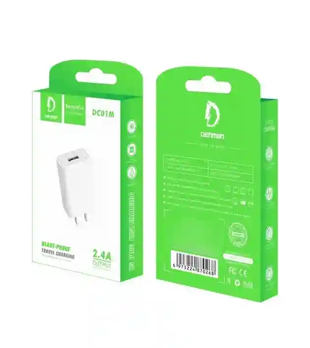 DENMEN BLASTPROOF 2.4A CHARGING HEAD DC01M -WHITE